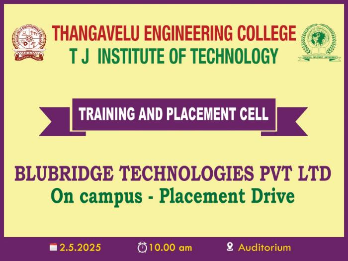 Placement Drive by BluBridge, on 02 May 2025