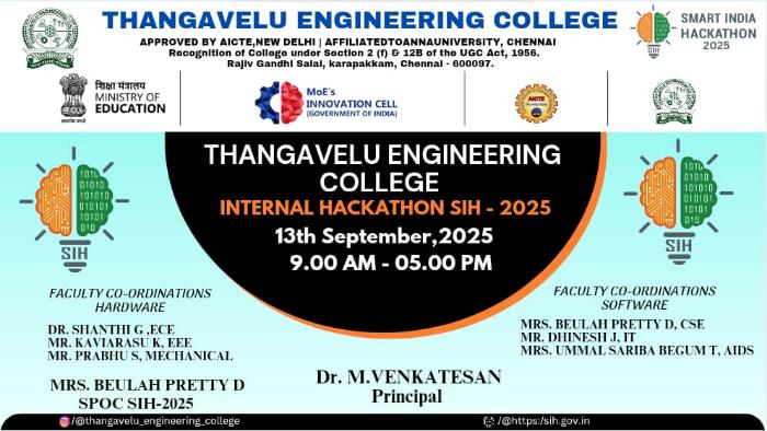 Smart India Hackathon 2025 - Internal Hackathon, on 15 Sep 2025